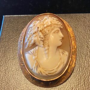 Elegant Cameo Brooch in 10 K Gold